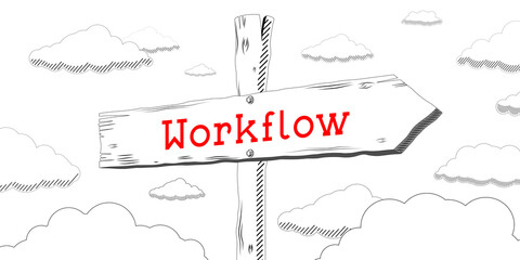 Workflow - outline signpost with one arrow