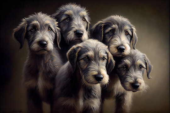 Irish wolfhound puppies generative art
