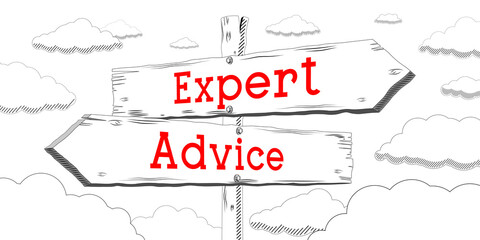 Obraz premium Expert advice - outline signpost with two arrows