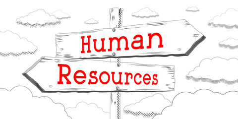 Human resources - outline signpost with two arrows