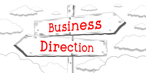 Business direction - outline signpost with two arrows