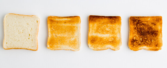 Set of sliced Toast Bread slices isolated on white background, t