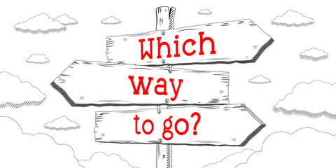 Which way to go - outline signpost with three arrows