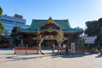 東京都千代田区 神田明神 6月、茅の輪が設置された境内