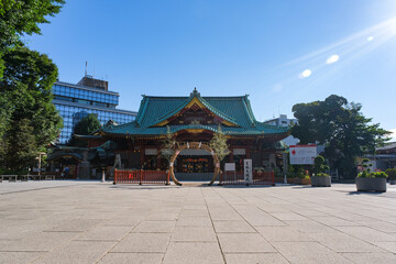 東京都千代田区 神田明神 6月、茅の輪が設置された境内