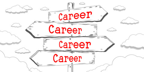 Career - outline signpost with four arrows