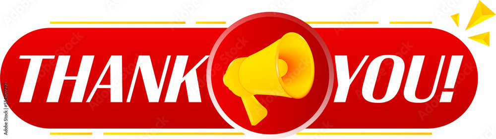 Aufkleber megaphone with thank you on white background. megaphone banner. web design. vector