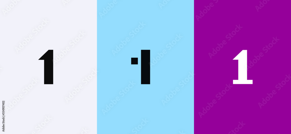 Poster set of number 1 minimal logo icon design template elements