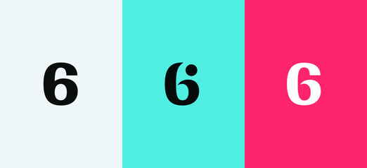 Set of number 6 minimal logo icon design template elements