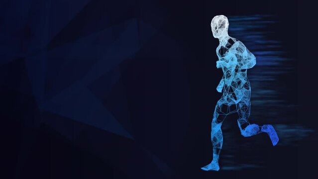 Running runner sprinting for sport and success 3D motion graphic VFX render