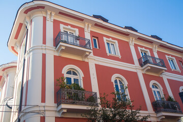 Naklejka premium characteristic and ancient facade of a building in Aversa