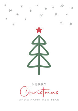 christmas postcard with abstract fir tree design
