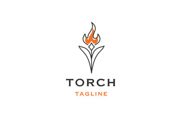 Torch light fire logo icon design template flat vector