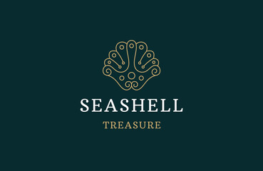Luxury seashell with line art style logo icon design template flat vector