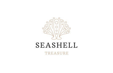 Luxury seashell with line art style logo icon design template flat vector