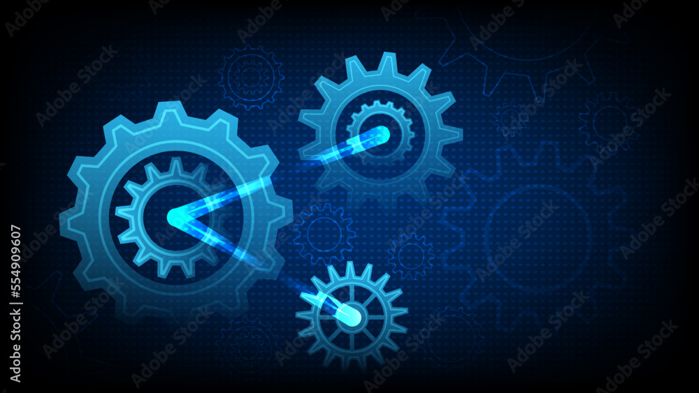 Poster gears background. abstract blue futuristic graphic with cogs and wheels system.hi-tech digital techn