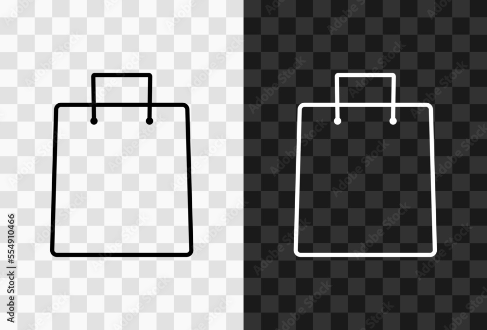 Poster paper bag, high quality vector editable line icon. paper bag outline icon isolated on dark and light