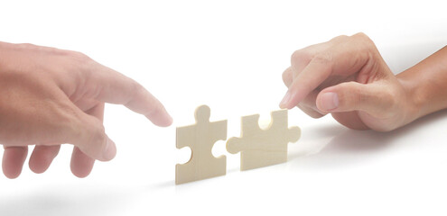 Connecting jigsaw puzzle. Business solutions success