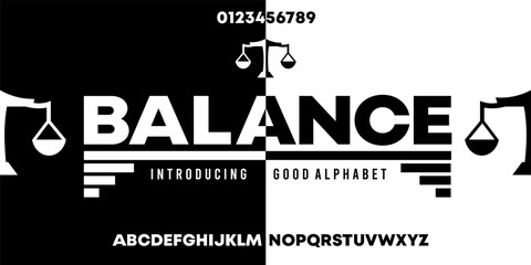 Modern Bold Font. Heavy Font. Regular, Rounded, Uppercase, and Number. Black and White, Typography urban fonts for fashion, sport, technology, digital, movie, logo design, vector