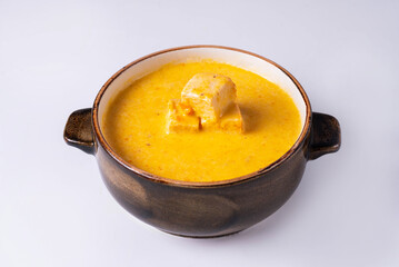 pumpkin soup on a white background