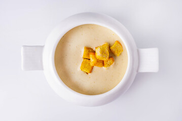 cheese soup on a white background
