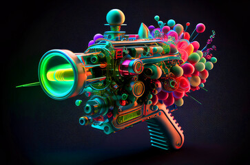 Colourful Si-Fi Ray Gun Generative AI Illustration