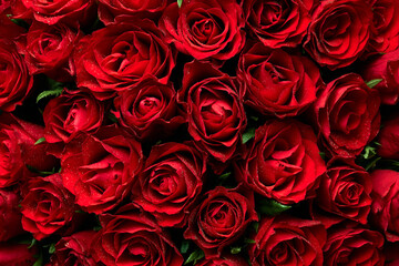 Texture of bouquet of red roses flowers