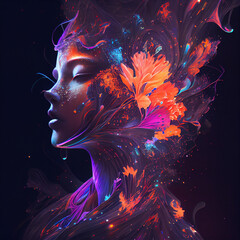 The eternal beauty made out of cosmos particles and positive energy