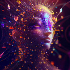 The eternal beauty made out of cosmos particles and positive energy