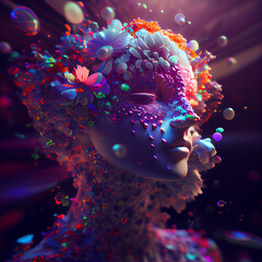 The eternal beauty made out of cosmos particles and positive energy
