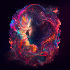 The eternal beauty made out of cosmos particles and positive energy