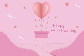 valentine's day background, paper heart elements, balloons, sky