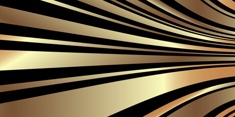 Modern banner web template design black and gold stripes on dark background