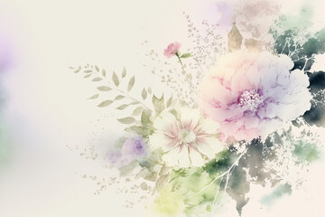 Fototapeta na wymiar シンプルな花の背景素材,花の水彩画