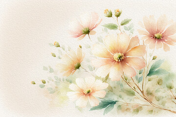 Fototapeta na wymiar シンプルな花の背景素材,花の水彩画