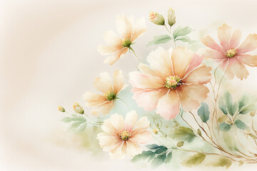 シンプルな花の背景素材,花の水彩画