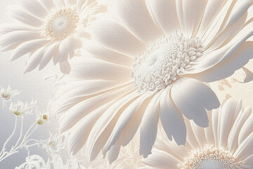 白一色で構成された美しい花,紙のような下地