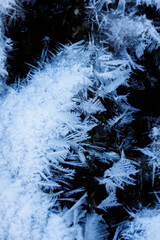 hoarfrost and snow cristalls in Eriz during winter
