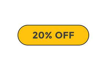 20% off special offers. Marketing sale banner for discount offer. Hot sale, super sale up to 20% off sticker label template
