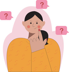 Girl Thinking Flat illustration.