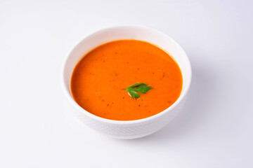 pumpkin soup on a white background