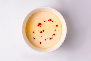 cheese soup on a white background