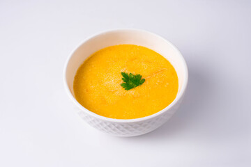 pumpkin soup on a white background