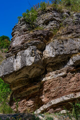 Geological formations at Boljetin river gorge in Eastern Serbia