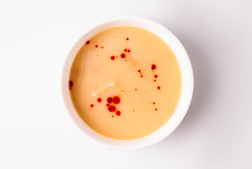 cheese soup on a white background