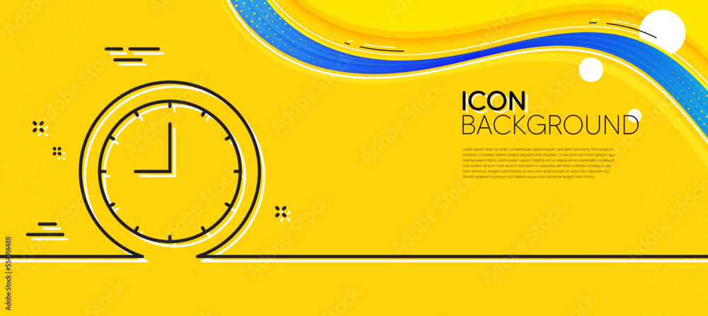 Poster clock line icon. abstract yellow background. time sign. office watch or timer symbol. minimal time l