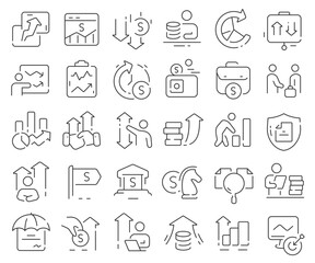 Investments line icons collection. Thin outline icons pack. Vector illustration eps10