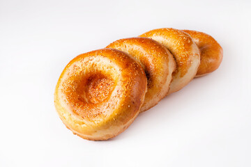 bread. four tortillas on a white background