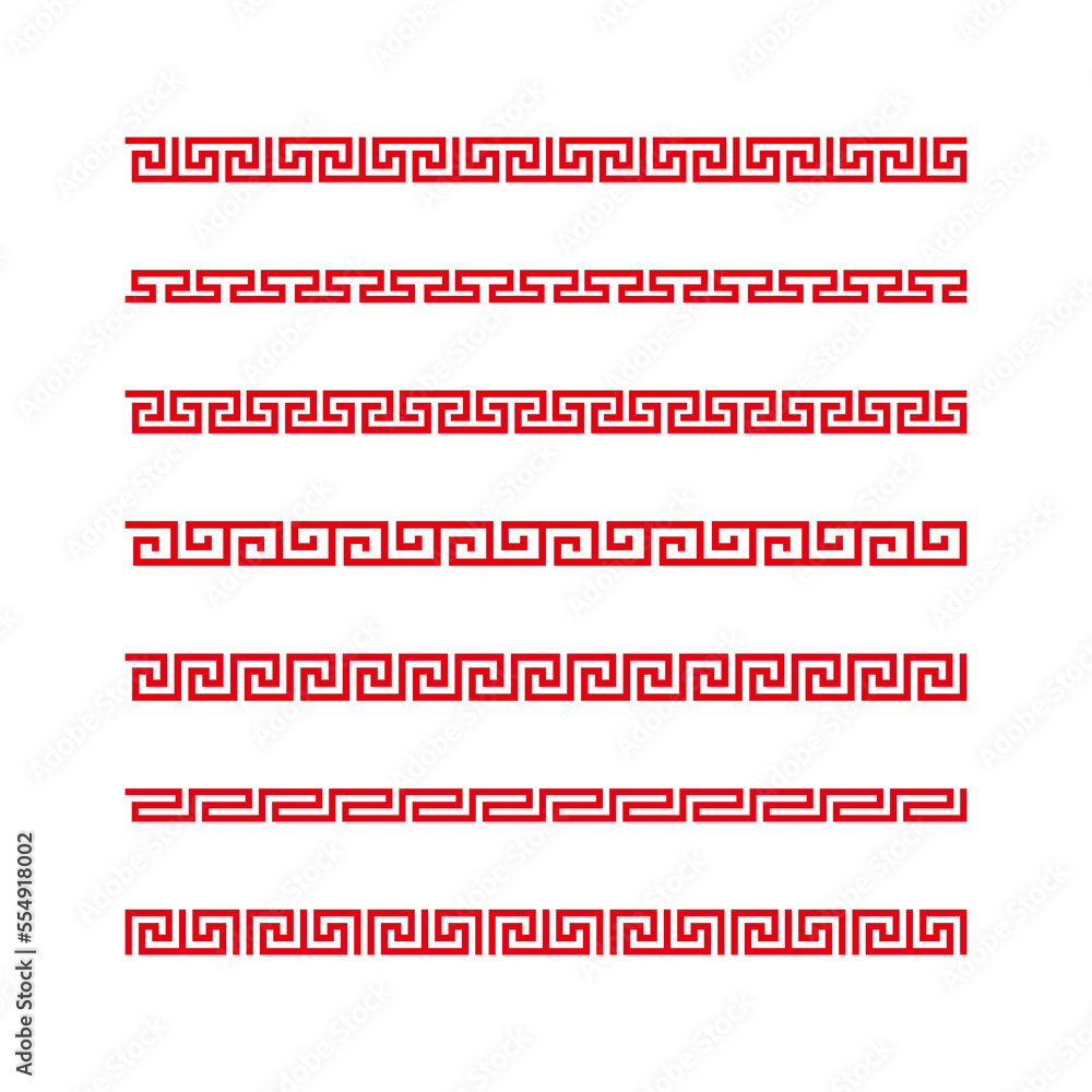 Poster set of flat chinese border design vector