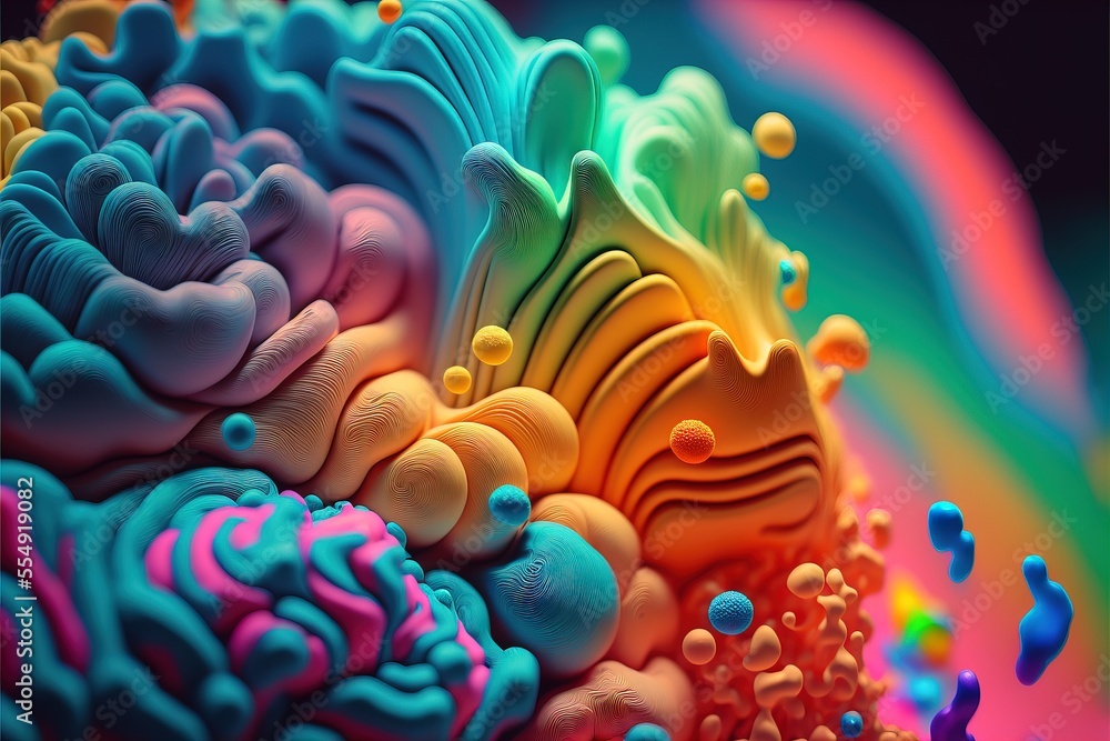 Poster a colorful abstract painting with a rainbow background and a black background with a rainbow border 